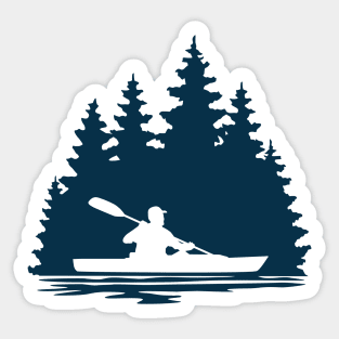 Silhouette of a Kayker Paddling Sticker